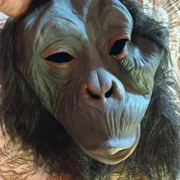 Ape Mask Latex Faux Fur Halloween Primate Planet of the Apes - Picture 6 of 6